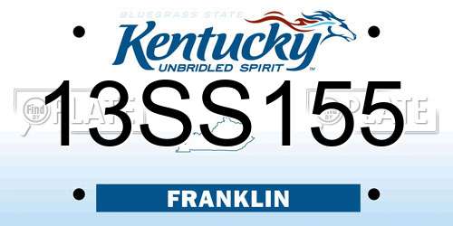 13SS155 Kentucky License Plate