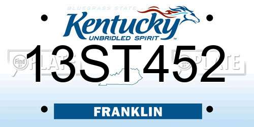 13ST452 Kentucky License Plate