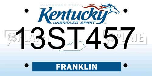 13ST457 Kentucky License Plate