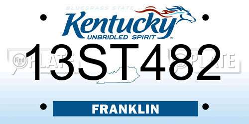 13ST482 Kentucky License Plate