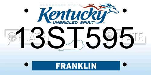 13ST595 Kentucky License Plate