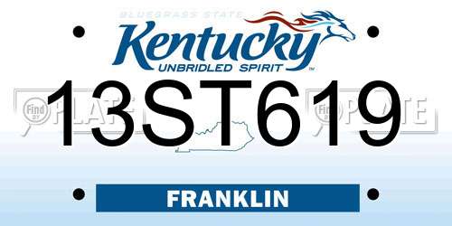 13ST619 Kentucky License Plate