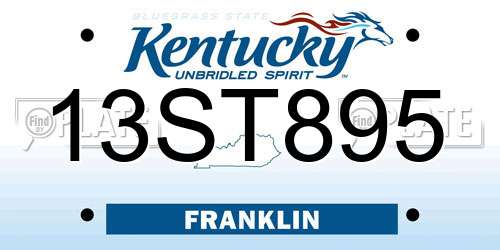 13ST895 Kentucky License Plate