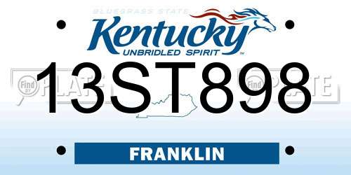 13ST898 Kentucky License Plate