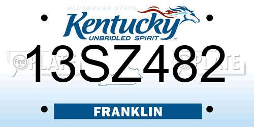 13SZ482 Kentucky License Plate