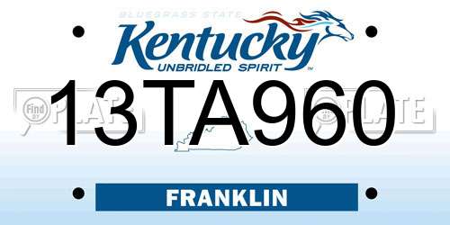 13TA960 Kentucky License Plate
