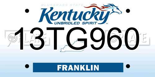 13TG960 Kentucky License Plate