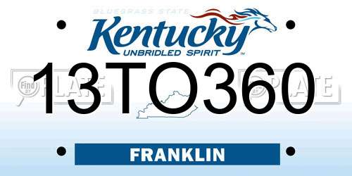 13TO360 Kentucky License Plate