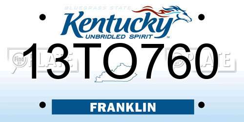 13TO760 Kentucky License Plate