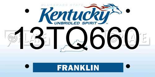 13TQ660 Kentucky License Plate