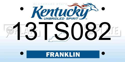 13TS082 Kentucky License Plate