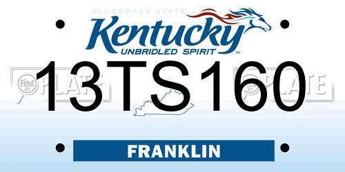13TS160 Kentucky License Plate