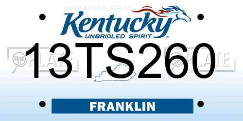 13TS260 Kentucky License Plate