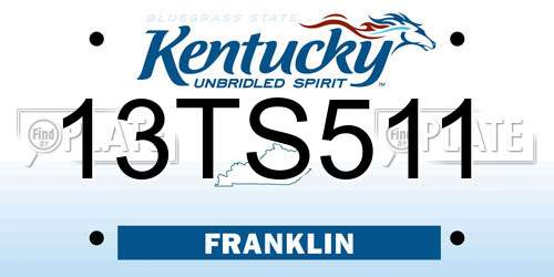 13TS511 Kentucky License Plate