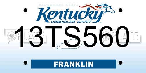 13TS560 Kentucky License Plate