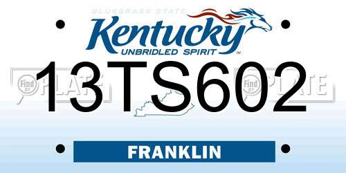13TS602 Kentucky License Plate