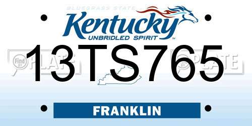 13TS765 Kentucky License Plate