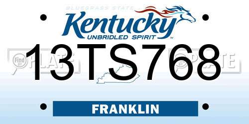 13TS768 Kentucky License Plate