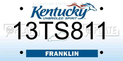 13TS811 Kentucky License Plate