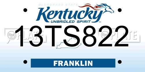 13TS822 Kentucky License Plate