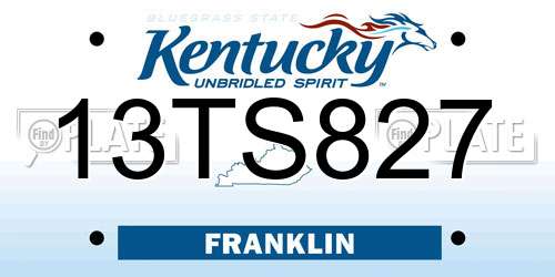 13TS827 Kentucky License Plate