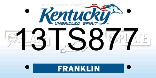 13TS877 Kentucky License Plate