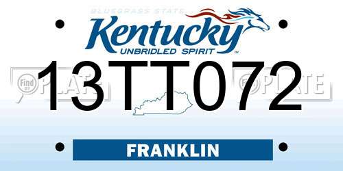 13TT072 Kentucky License Plate