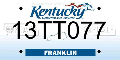 13TT077 Kentucky License Plate