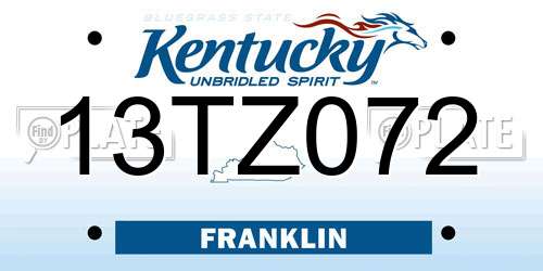 13TZ072 Kentucky License Plate