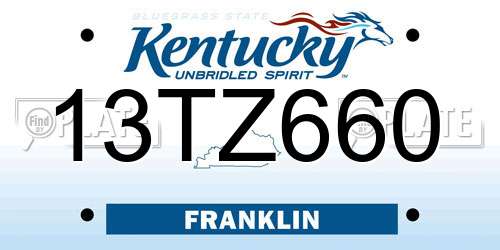 13TZ660 Kentucky License Plate