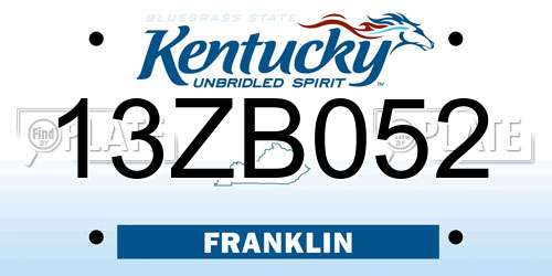 13ZB052 Kentucky License Plate