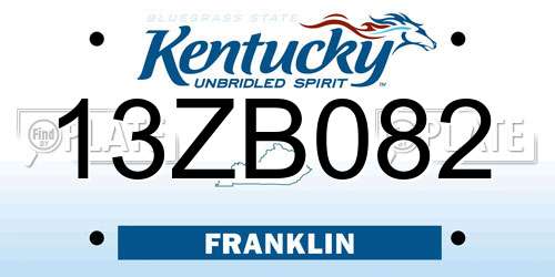 13ZB082 Kentucky License Plate