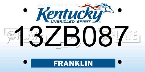 13ZB087 Kentucky License Plate