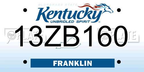 13ZB160 Kentucky License Plate