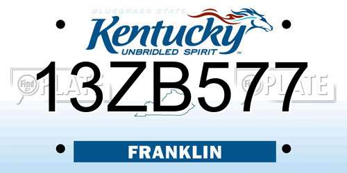 13ZB577 Kentucky License Plate