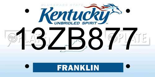 13ZB877 Kentucky License Plate