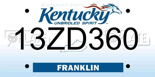 13ZD360 Kentucky License Plate