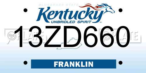 13ZD660 Kentucky License Plate
