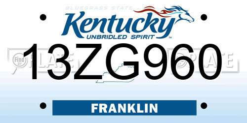 13ZG960 Kentucky License Plate