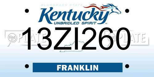 13ZI260 Kentucky License Plate
