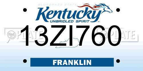 13ZI760 Kentucky License Plate