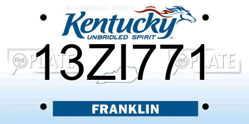 13ZI771 Kentucky License Plate
