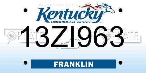 13ZI963 Kentucky License Plate