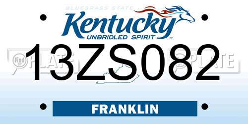 13ZS082 Kentucky License Plate