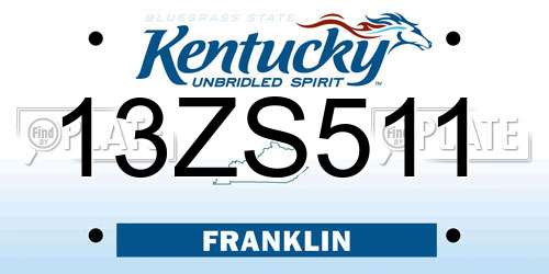 13ZS511 Kentucky License Plate