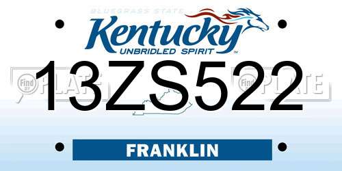 13ZS522 Kentucky License Plate