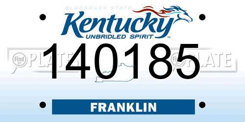 140185 Kentucky License Plate