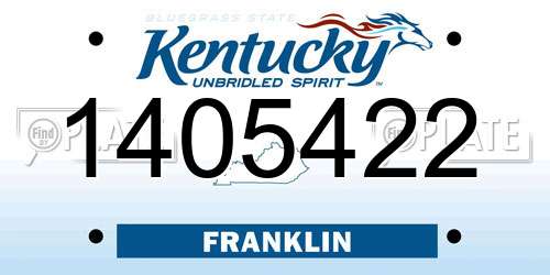1405422 Kentucky License Plate