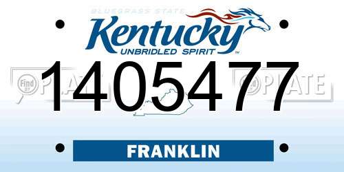 1405477 Kentucky License Plate