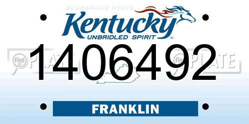 1406492 Kentucky License Plate
